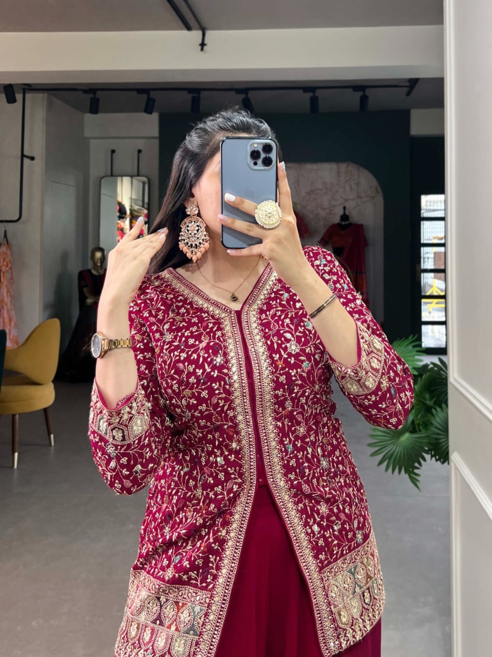 Lehanga style top & Plazo , Georgette Style.