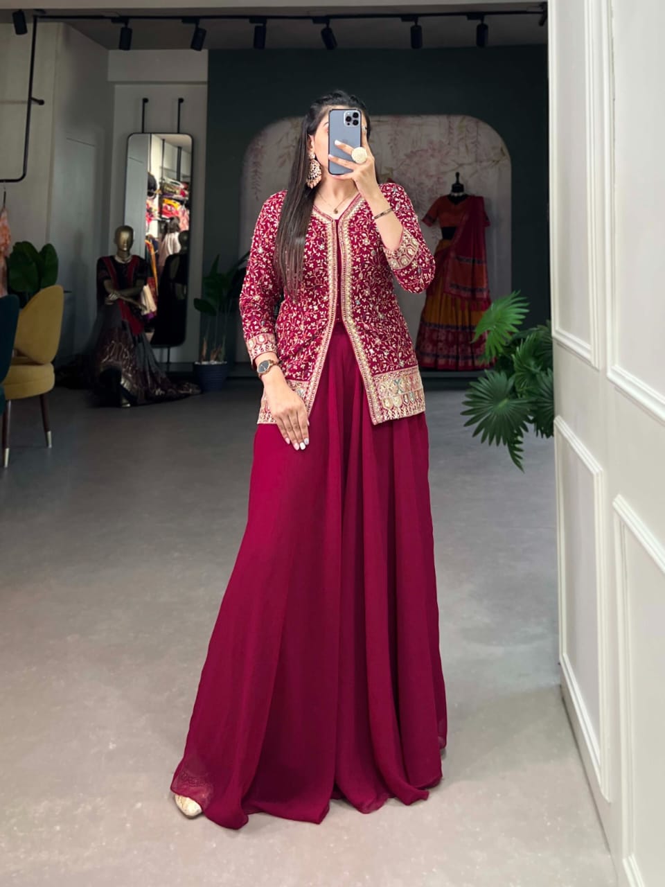 Lehanga style top & Plazo , Georgette Style.
