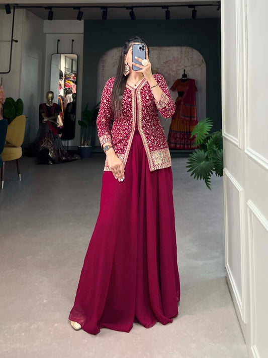 Lehanga style top & Plazo , Georgette Style.