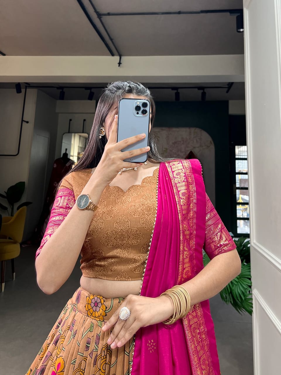 Kalamkari Tussar Silk Lehenga