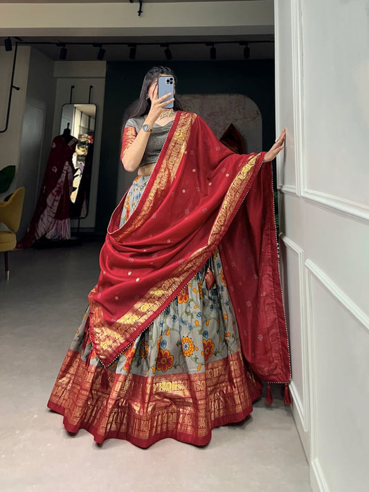 Kalamkari Tussar Silk Lehenga
