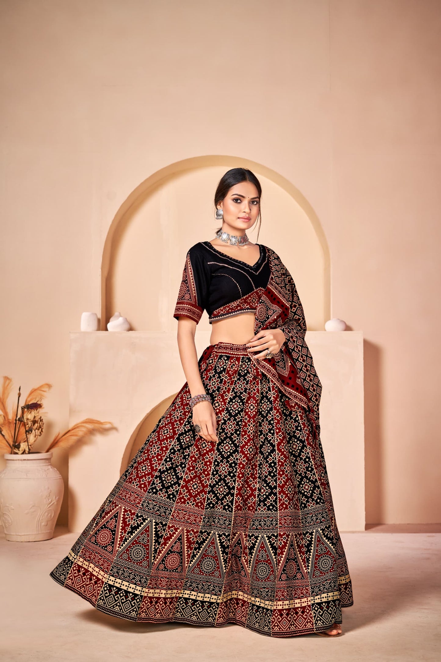 Navratri Lehenga Featuring Pure Mul Mul cotton and Gota Patti