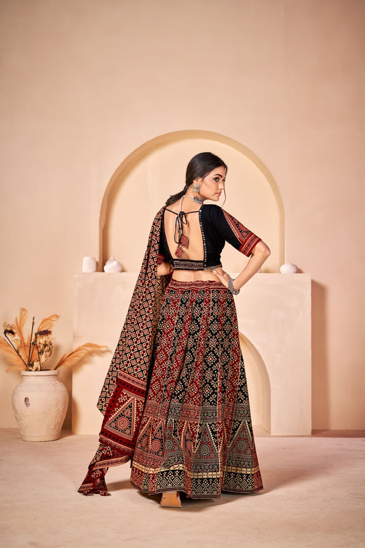 Navratri Lehenga Featuring Pure Mul Mul cotton and Gota Patti