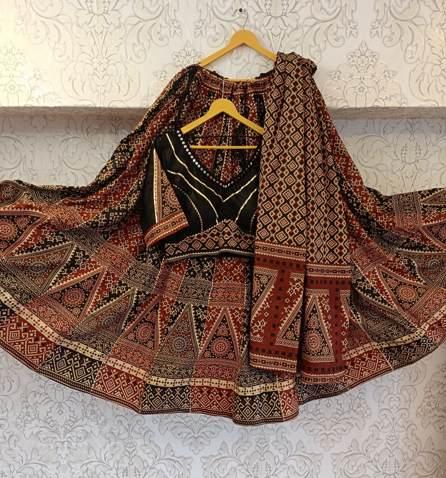 Navratri Lehenga Featuring Pure Mul Mul cotton and Gota Patti