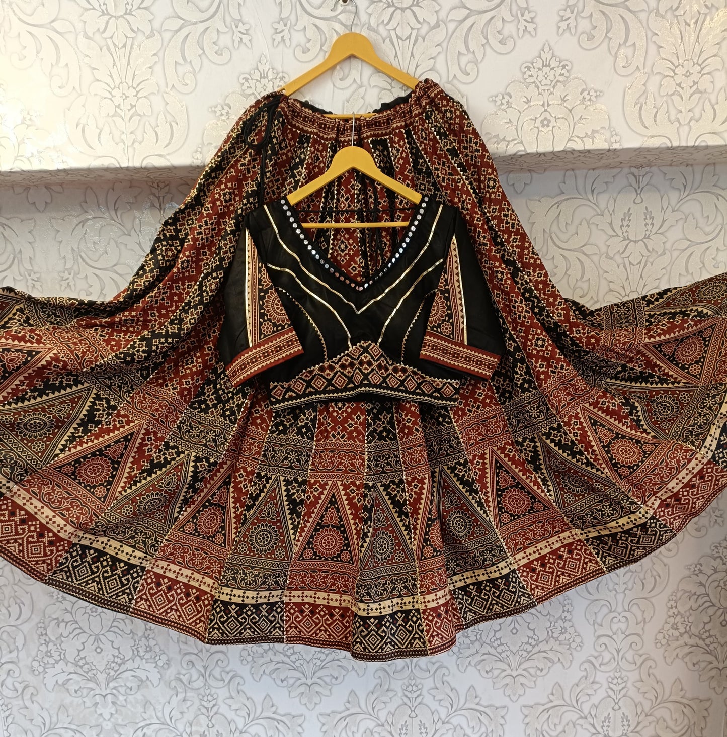 Navratri Lehenga Featuring Pure Mul Mul cotton and Gota Patti