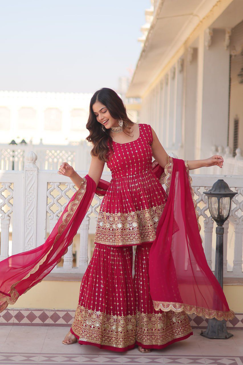 DESIGNER READYMADE KURTI-GHARARA-DUPATTA