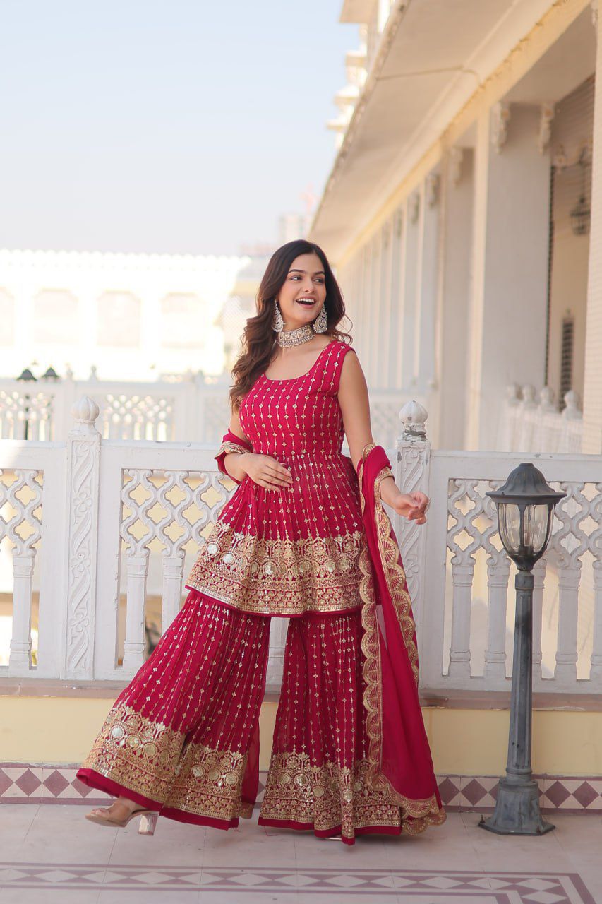 DESIGNER READYMADE KURTI-GHARARA-DUPATTA