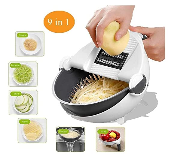 9 In 1 Multifunction Vegetable Cutter With Drain Basket