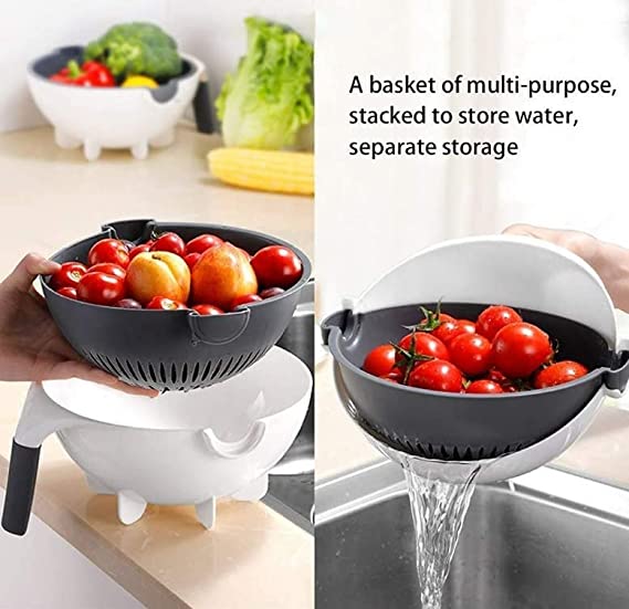 9 In 1 Multifunction Vegetable Cutter With Drain Basket