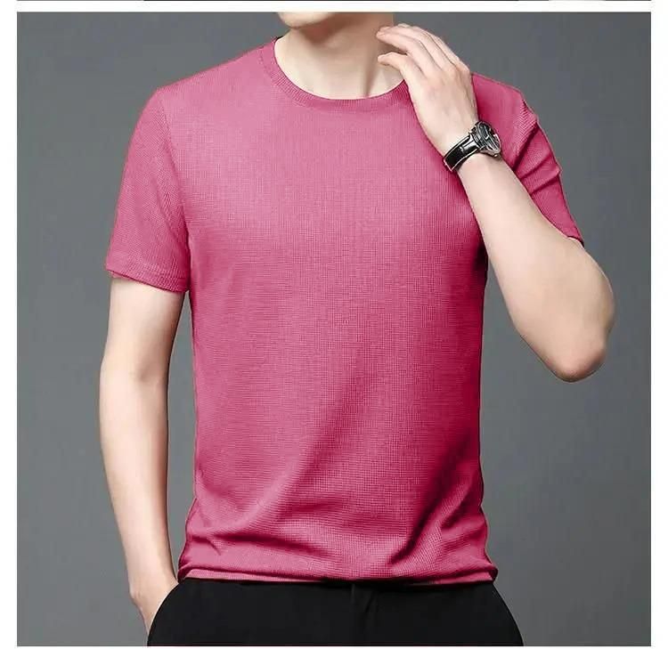 Polyester Stretchable Solid Half Sleeves Mens Round Neck T-Shirt Pack Of 5