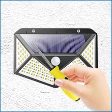 Solar Light 100 LED Motion Sensor Light 4 Side Bright Light with Dim Mode