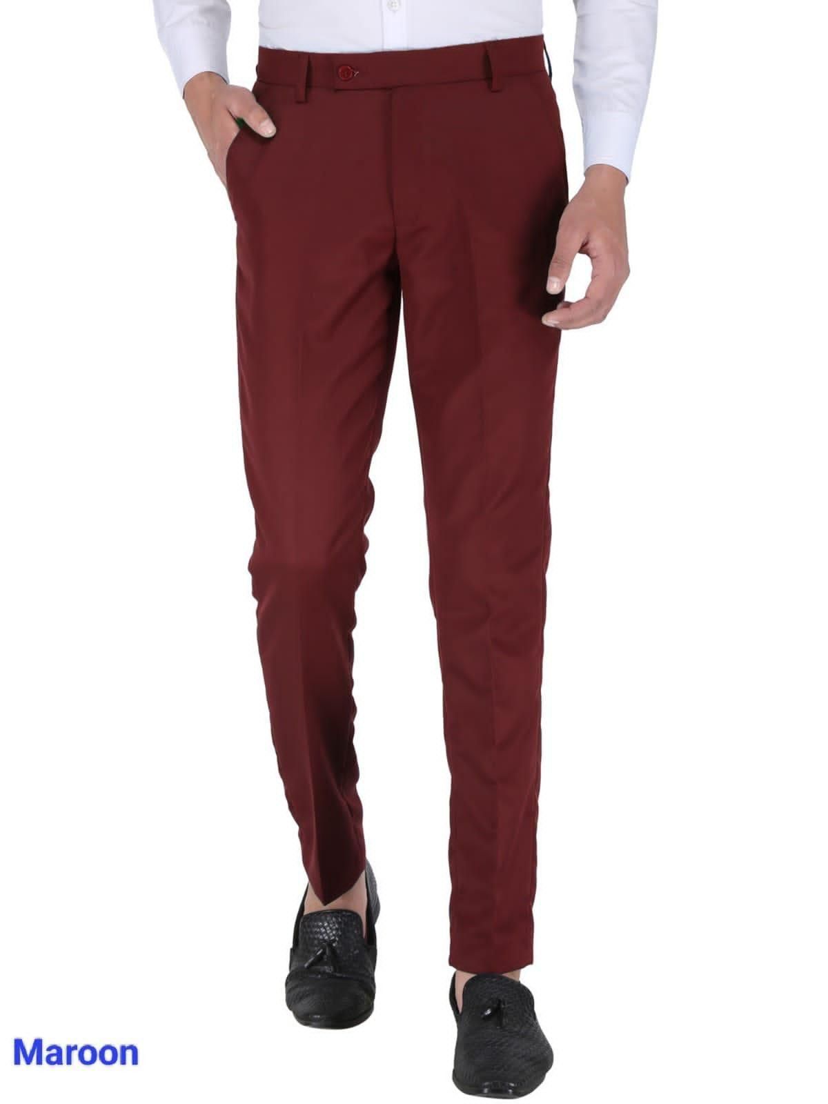 Mens Cotton Stretchable Solid Formal Trouser