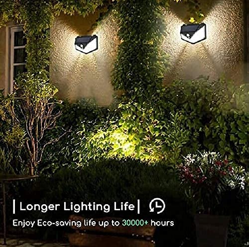 Solar Light 100 LED Motion Sensor Light 4 Side Bright Light with Dim Mode