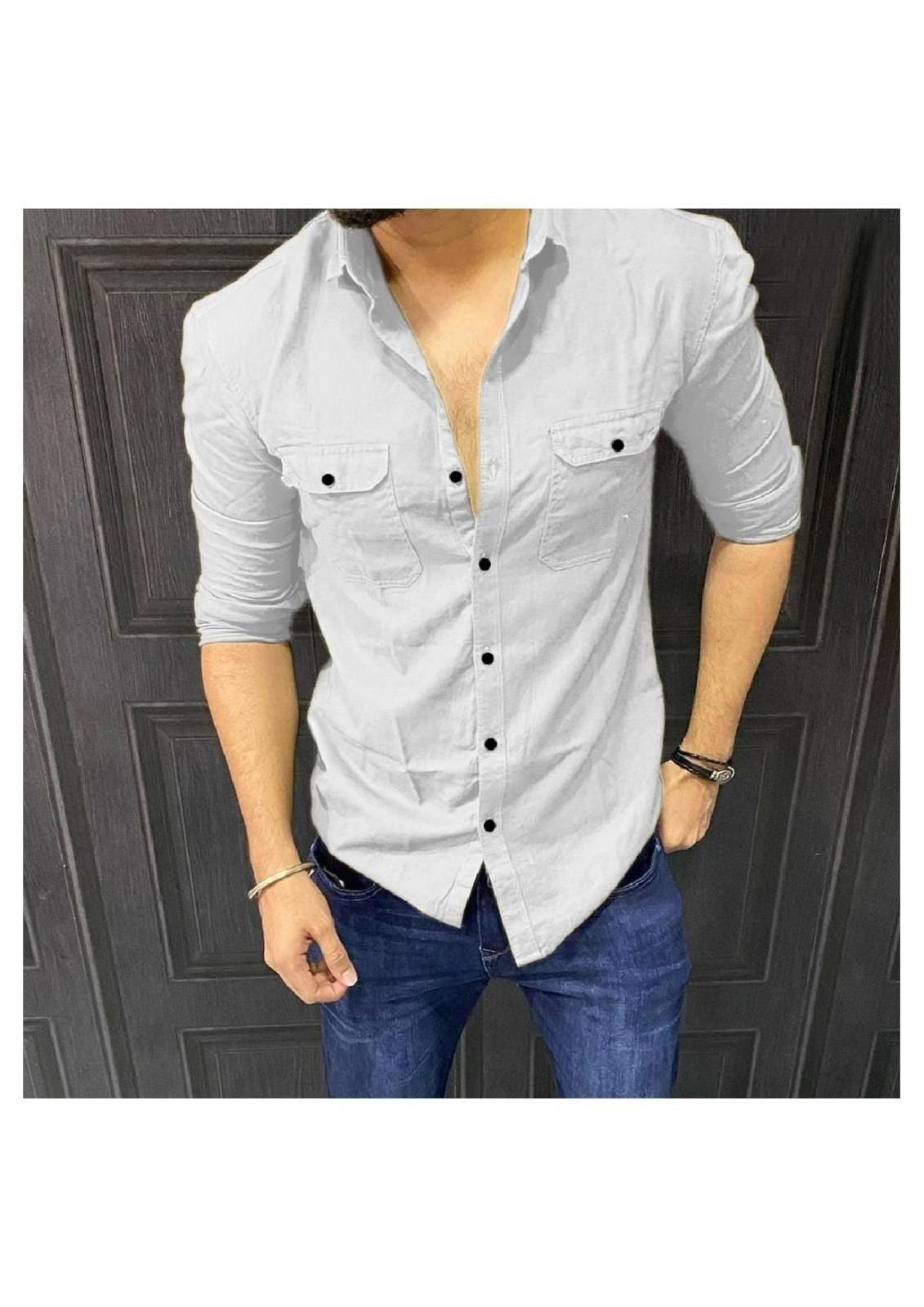 Men's Cotton Double Pockets Shirts