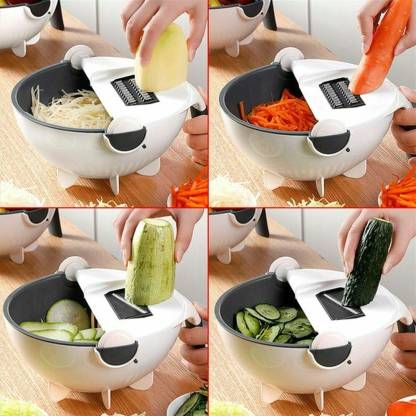 9 In 1 Multifunction Vegetable Cutter With Drain Basket